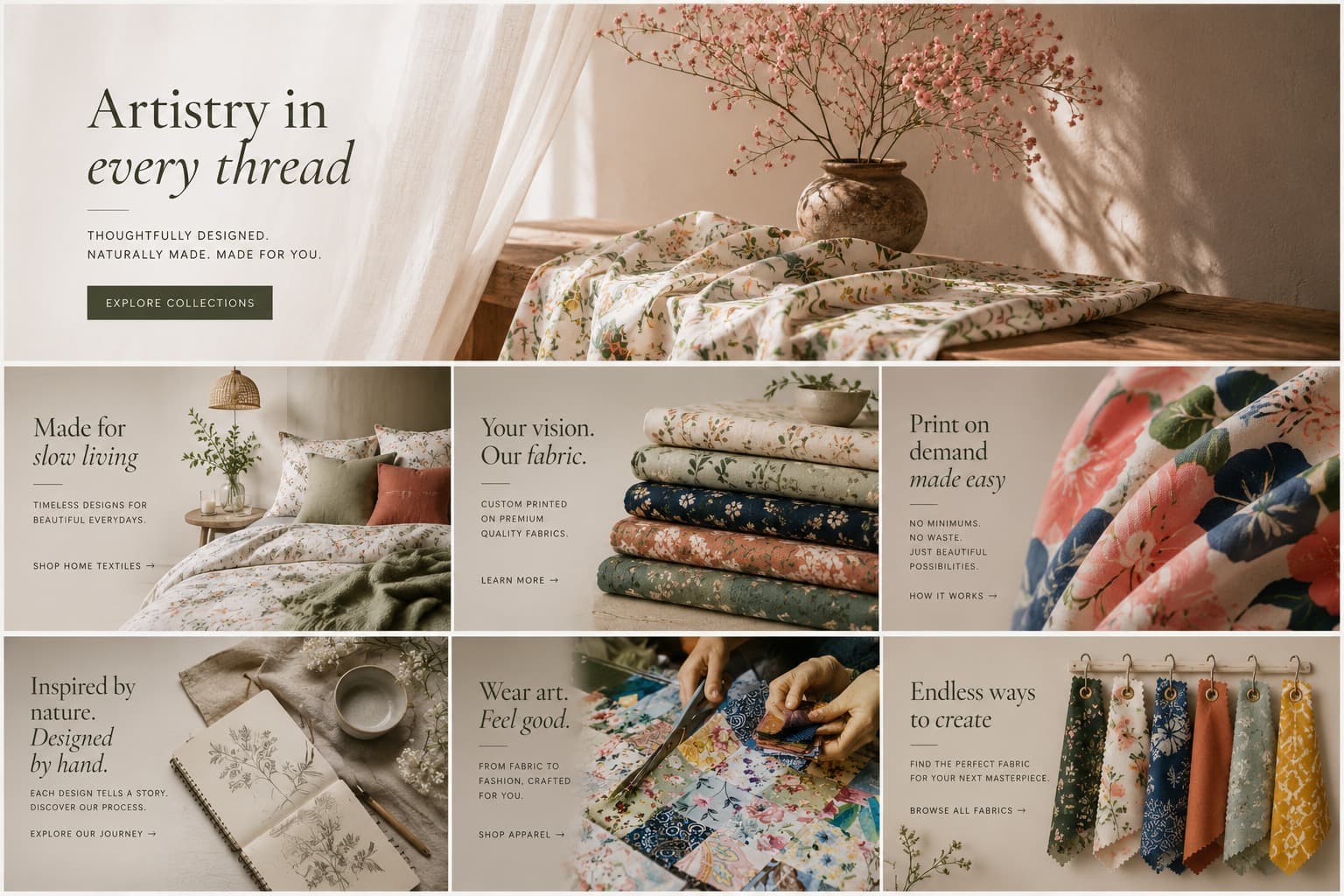 Collection of handcrafted textiles and fabrics